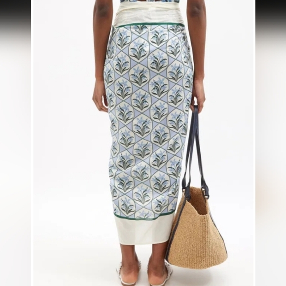 Agua By Agua Bendita Lavanda Floral Cotton Silk Voile Pareo/Sarong OS - Picture 14 of 15